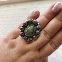 Handmade Purple Dream, Turquoise And Sterling Silver Adjustable Ring