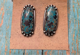 Navajo Turquoise And Sterling Silver Bar Post Earrings