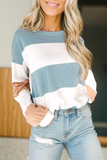 Women Striped Colorblock Long Sleeve Top