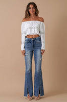 Delilah Front Slit Flare Jeans