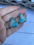 Navajo Sterling Silver & Turquoise Triangle Post Earrings