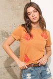 Floral Western Embroidered Tee • Olive or Apricot