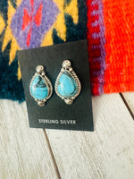 Navajo Turquoise and Sterling Silver Teardrop Post Earrings