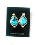 Navajo Turquoise and Sterling Silver Teardrop Post Earrings