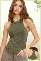 Mineral Washed Y Back Tank Top