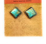 Navajo Turquoise and Sterling Silver Square Stud Earrings