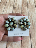 Navajo Sterling Silver & Golden Hills Turquoise  Cluster Post Earrings