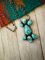 Navajo Sterling Silver & Carico Lake Turquoise Necklace