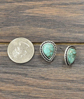 13mm Drop Turquoise Stud Earrings • 720957