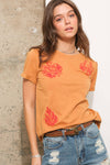 Floral Western Embroidered Tee • Olive or Apricot