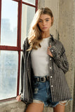 Rhinestone Stripe Denim Jacket