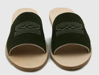 Nadia Western Boot Stitch Slide • Black w/ Copper Stitching