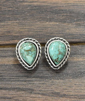 13mm Drop Turquoise Stud Earrings • 720957