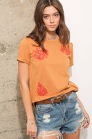 Floral Western Embroidered Tee • Olive or Apricot