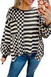 Checkered + Stripes Top • Charcoal or Khaki