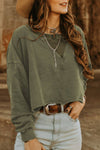 Olive Cropped Sweatshirt