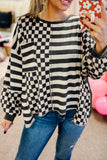 Checkered + Stripes Top • Charcoal or Khaki