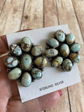 Navajo Sterling Silver & Golden Hills Turquoise  Cluster Post Earrings