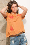 Floral Western Embroidered Tee • Olive or Apricot