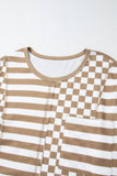 Checkered + Stripes Top • Charcoal or Khaki