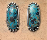 Navajo Turquoise And Sterling Silver Bar Post Earrings