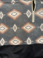 Black Aztec Quarter Zip Up Pullover