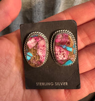 Navajo Pink Dream Mojave & Sterling Silver Oval Studs