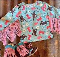 Turquoise Cowgirl Long Sleeve SHIRT (3T-5T)