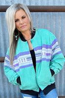 Vintage Bomber Jacket • Turquoise