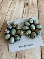 Navajo Sterling Silver & Golden Hills Turquoise  Cluster Post Earrings