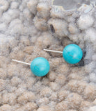 Blue Turquoise Magnesite Sterling Silver Stud Earrings