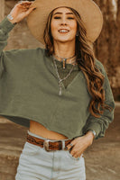 Olive Cropped Sweatshirt