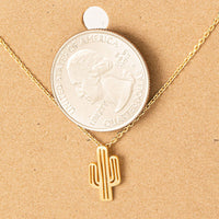 Cactus Pendant Necklace • Silver, Gold, Rose Gold