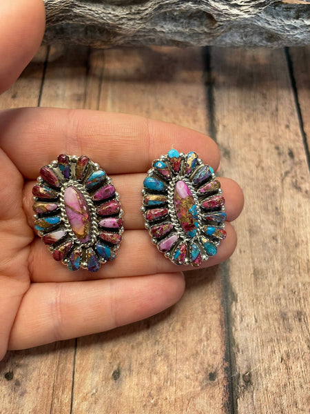 Navajo Sterling Silver Purple Dream Post Earrings