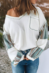 Patchwork Exposed Seam Waffle Knit Top