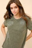 Floral Western Embroidered Tee • Olive or Apricot